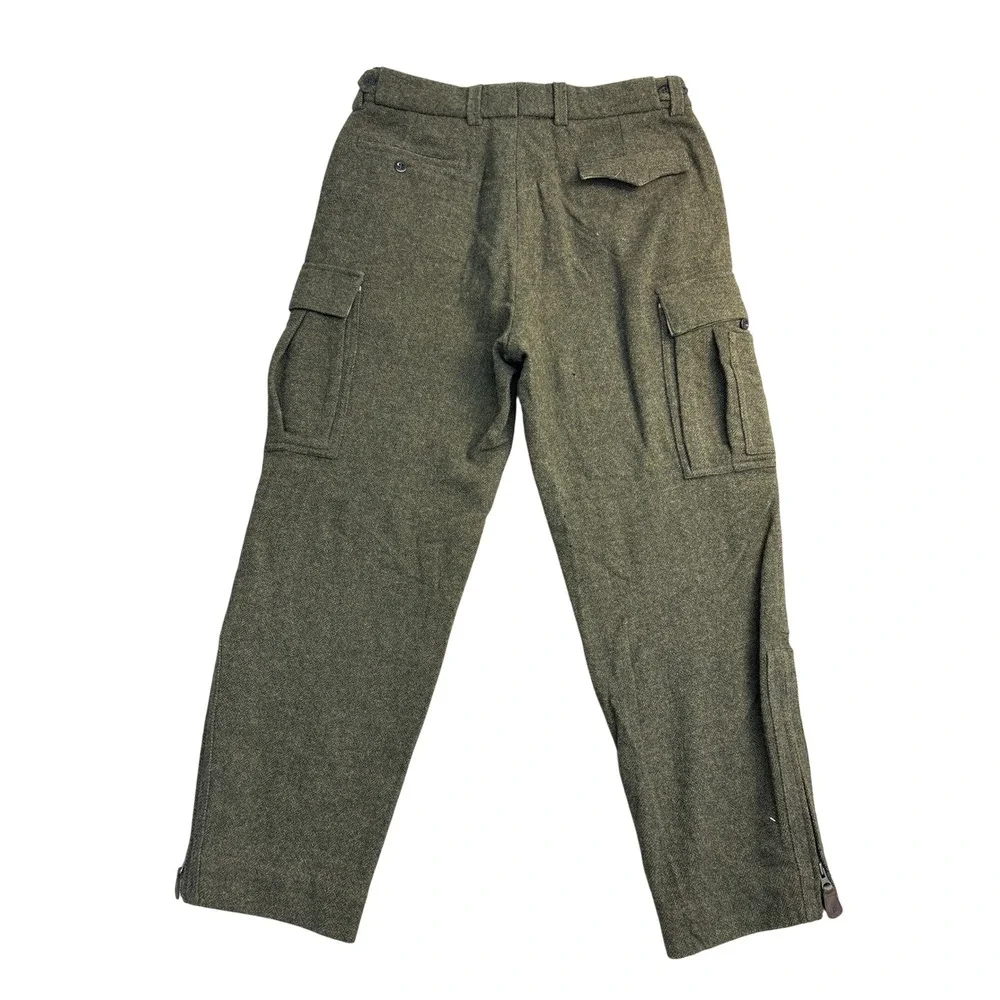 Polo Ralph Lauren Mens Wool Herringbone Tweed Cargo Pants Olive Green Italy